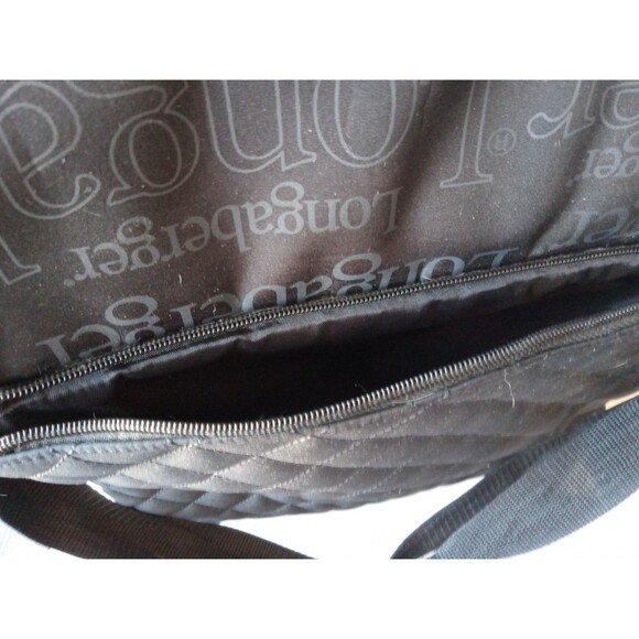 1990s-2000s Longaberger Black Logo Quilted Laptop Messenger Bag Adj Strap EUC - Picture 9 of 16